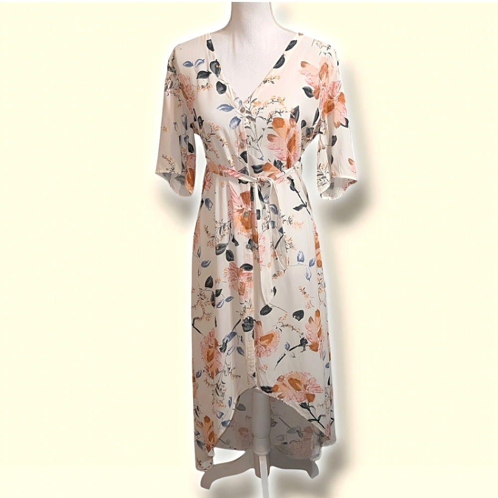 Saltwater Luxe Boho flutter sleeve Button Up tunic shirt